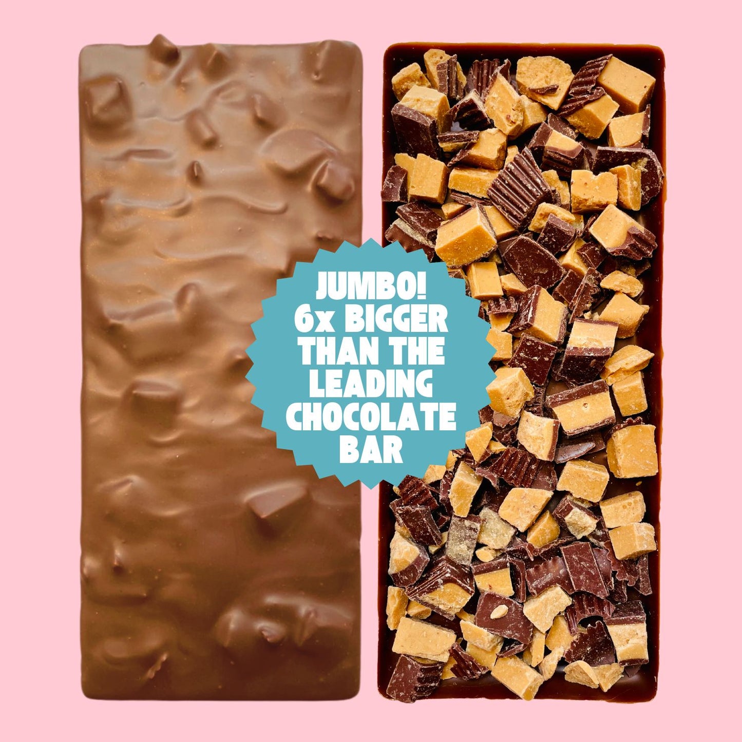 giant chocolate bars, peanut butter cup vegan, chomp big bite bars