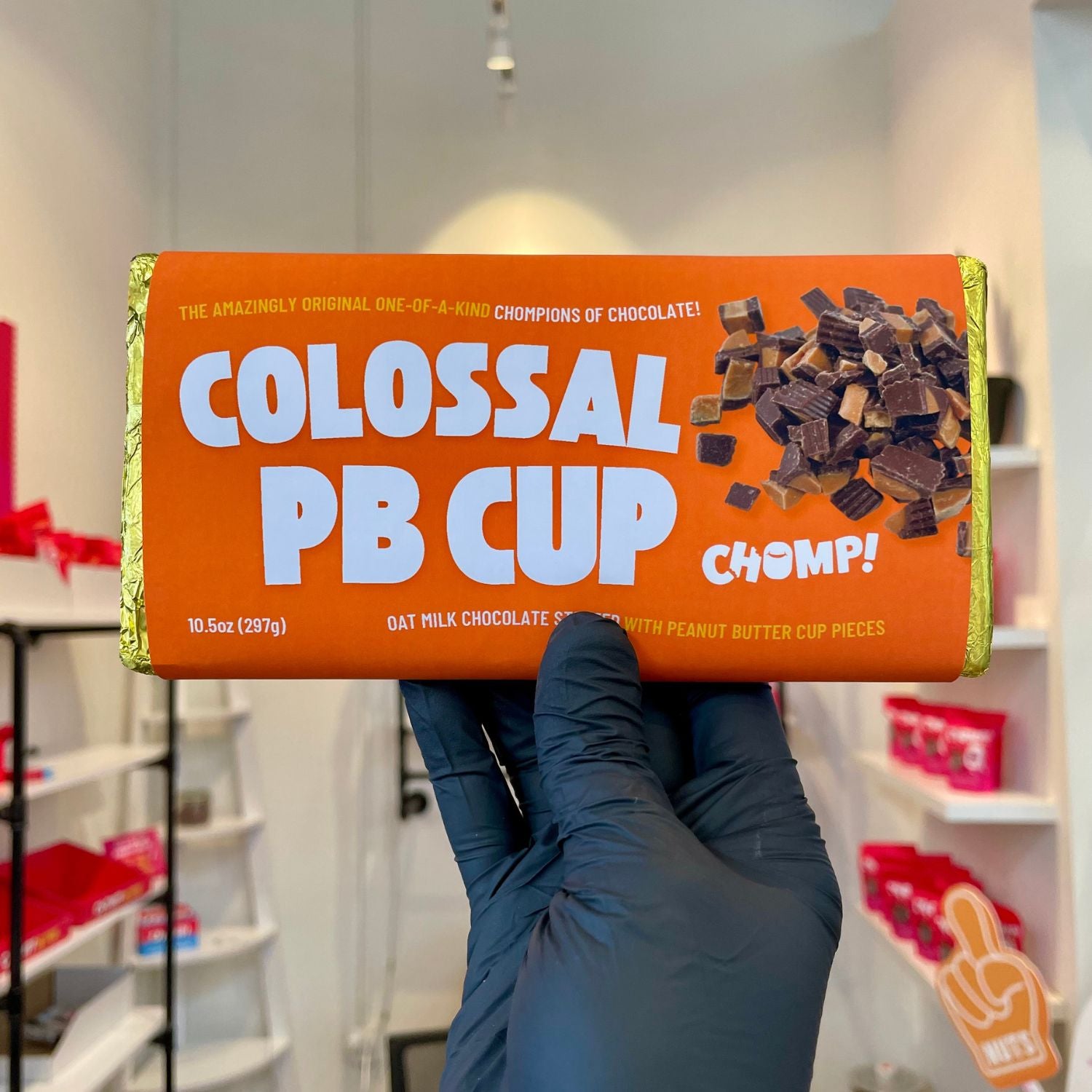 chomp colossal peanut butter cup bar, giant chocolate bars, chocolate bar gifts