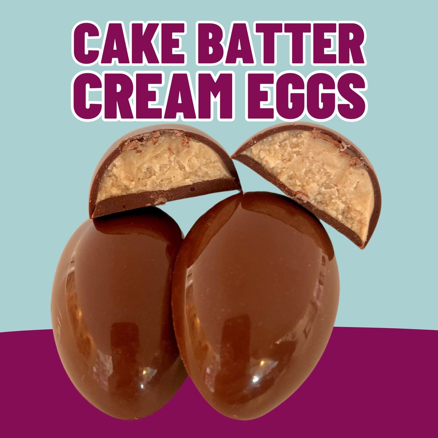 Cake batter cream eggs, vegan easter eggs, vegan easter chocolate