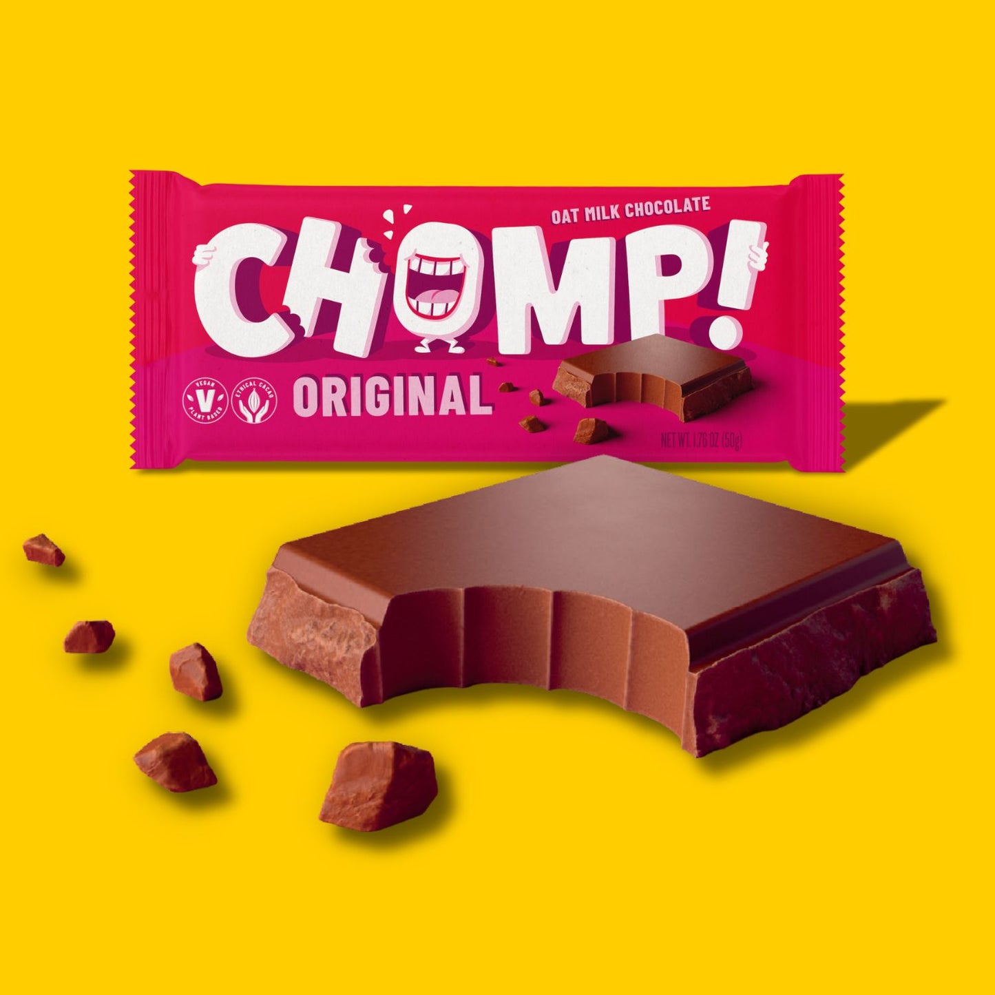 Chomp Original Vegan Milk Chocolate, vegan milk chocolate bar, oat milk chocolate